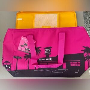 Trader Joe’s hot pink  with yellow lining, large insulated bag : new with tags